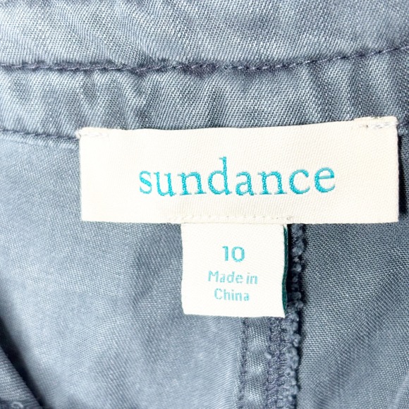 Sundance Women Size 10 Blue Chambray Cargo Shorts Cuffed Drawstring Waist - Picture 8 of 10